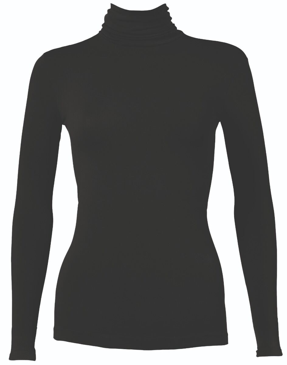 Dames Perfect Line Modal Turtle Neck Long Sleeve Black