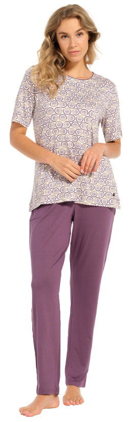 Dames Luxe Pyjama Long Pants Donker Paars