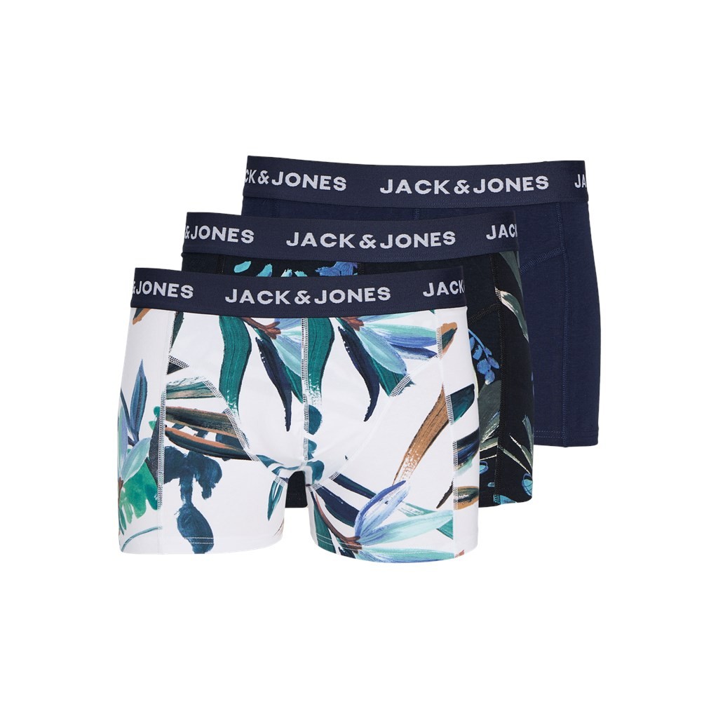 Jack&Jones Heren Jaclouis Trunks 3-Pack Navy Blazer White - Black