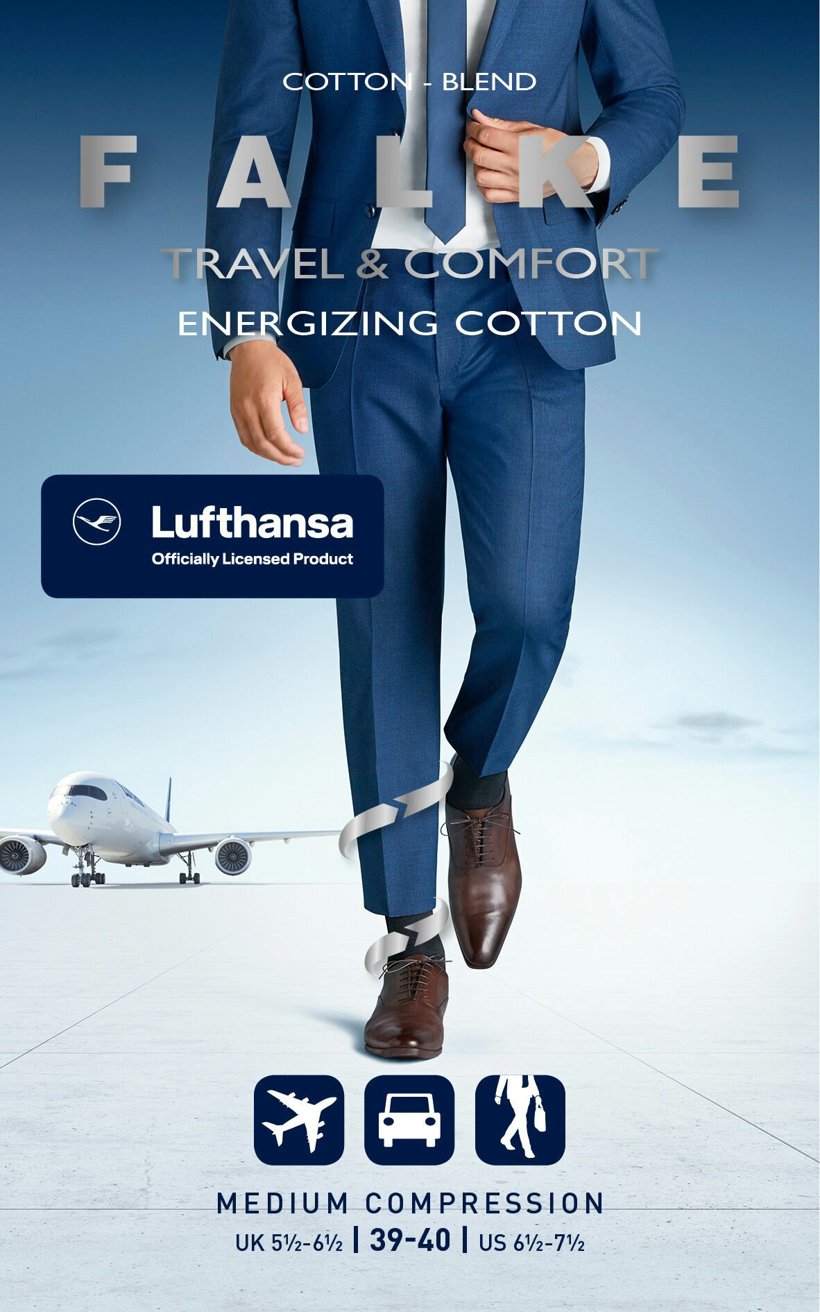 FALKE Heren Energizing Cotton Kniekousen Blauw