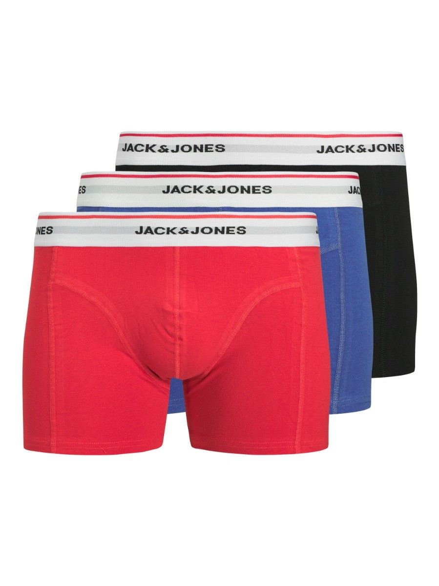 Heren Jackayden Solid Trunks 3-Pack Zwart/Rood/Paars