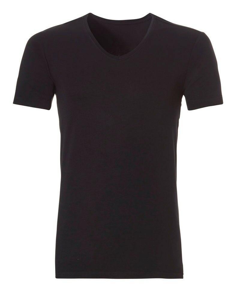 Basics Bamboo Viscose Heren T-Shirt V-neck Zwart