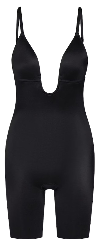 Dames Suit Your Fancy - Mid-Thigh Body Plunge Low-Back Black