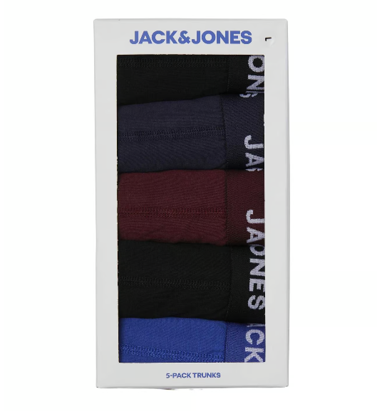 Heren Jacblack Friday Trunks 5 Pack Box Zwart/Blauw/Rood