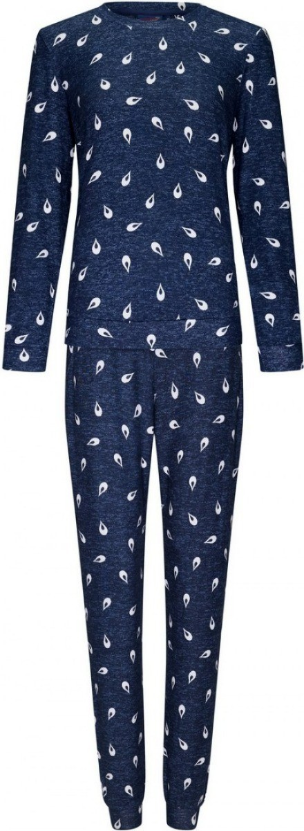 Dames Pyjama Met Boord Dark Blue