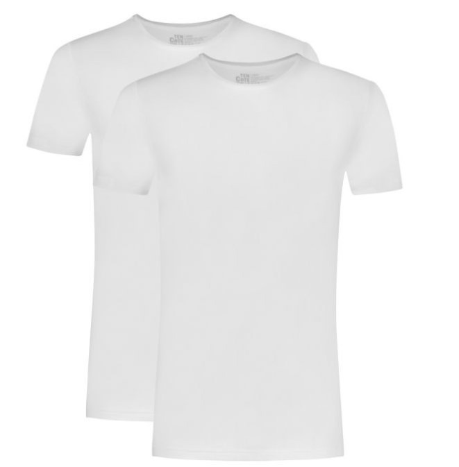 Basics Organic Cotton Stretch Heren T-Shirt 2-Pack Wit Basics Organic Cotton Stretch Heren T-Shirt 2-Pack Wit