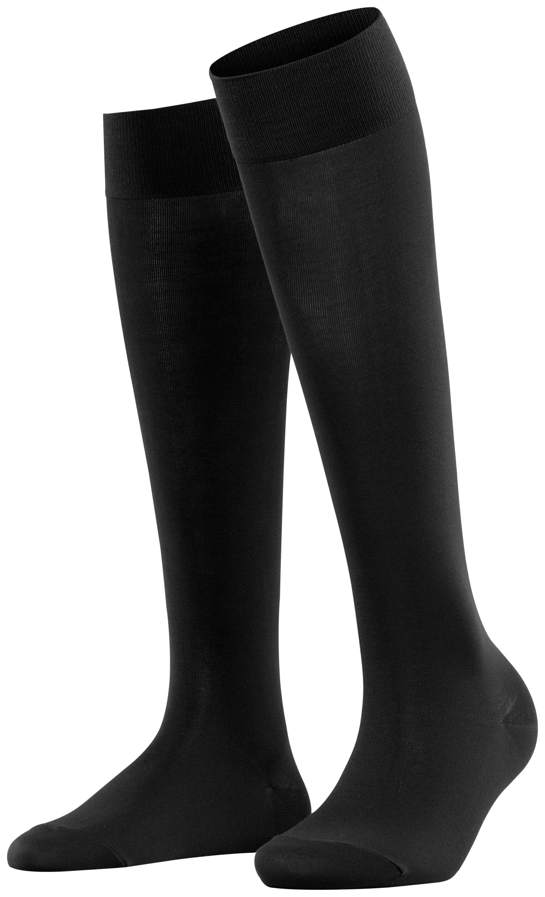 FALKE Dames Cotton Touch Kniekousen Zwart