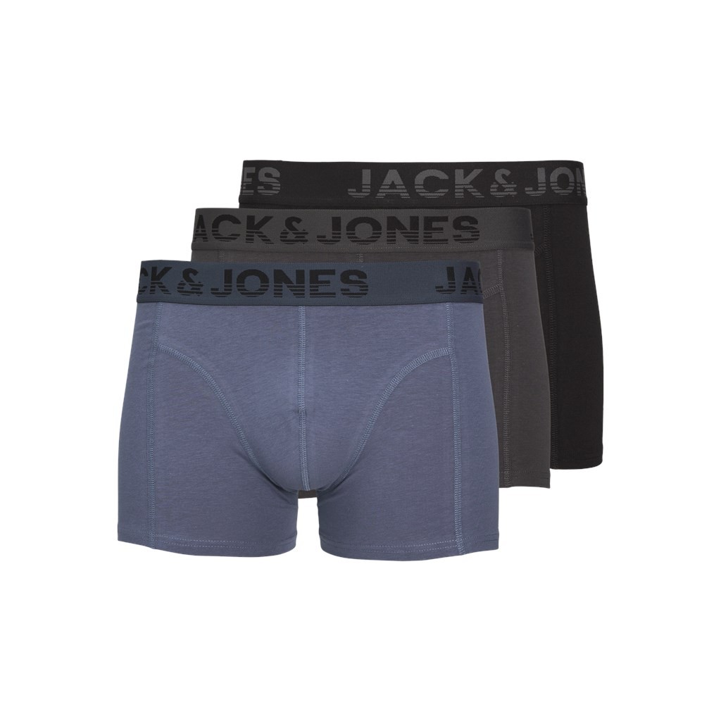 Jack&Jones Heren Jacshade Solid Trunks 3-Pack Black Asphalt - Vintage Indigo