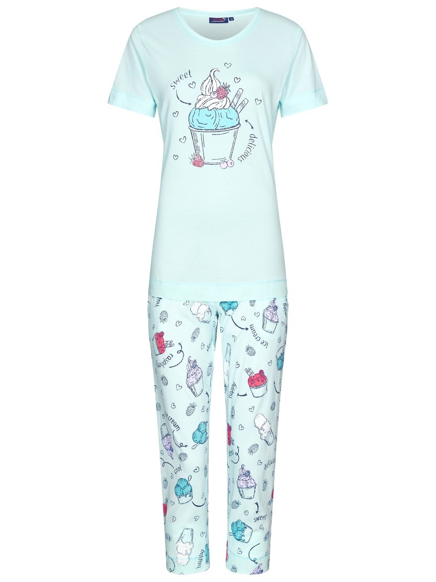 Dames Pyjama Capri Pants Turquoise