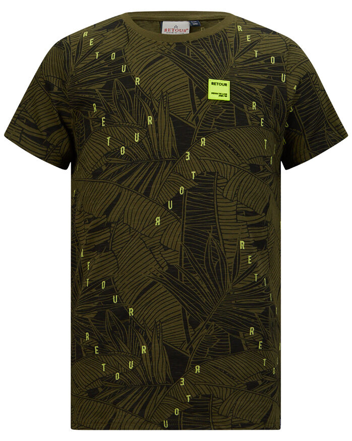 Boys T-shirt Jimmo Donkergroen/Neon Groen