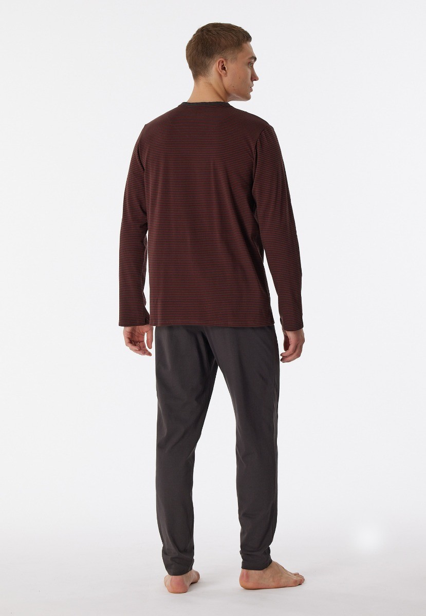 Heren Pyjama V-hals Terracotta Brown