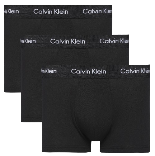 Heren Cotton Stretch 3-Pack Low Rise Trunk Black W. Black Wb