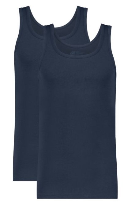 Basics Organic Cotton Stretch Heren Singlet 2-Pack Donkerblauw Basics Organic Cotton Stretch Heren Singlet 2-Pack Donkerblauw