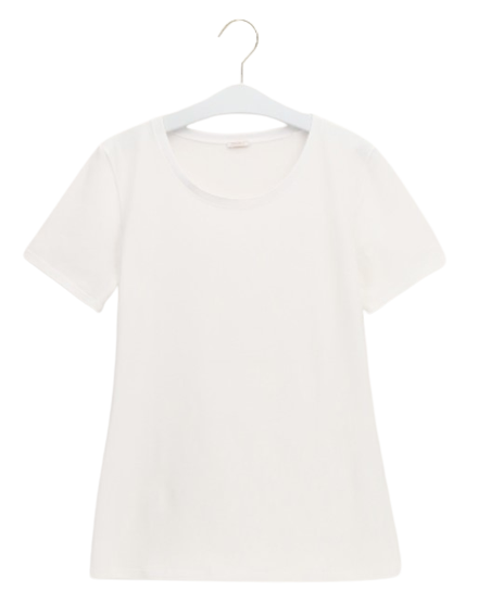 Dames Perfect Line Cotton T-Shirt Short Sleeve White