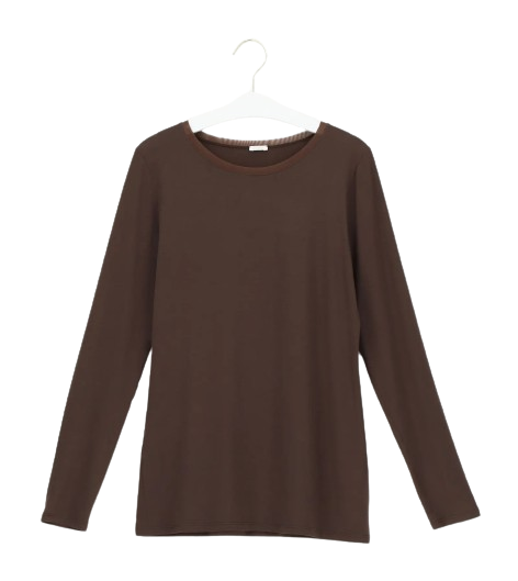 Dames Perfect Line Modal - T-Shirt Long Sleeve Dark Caramel - LZ22