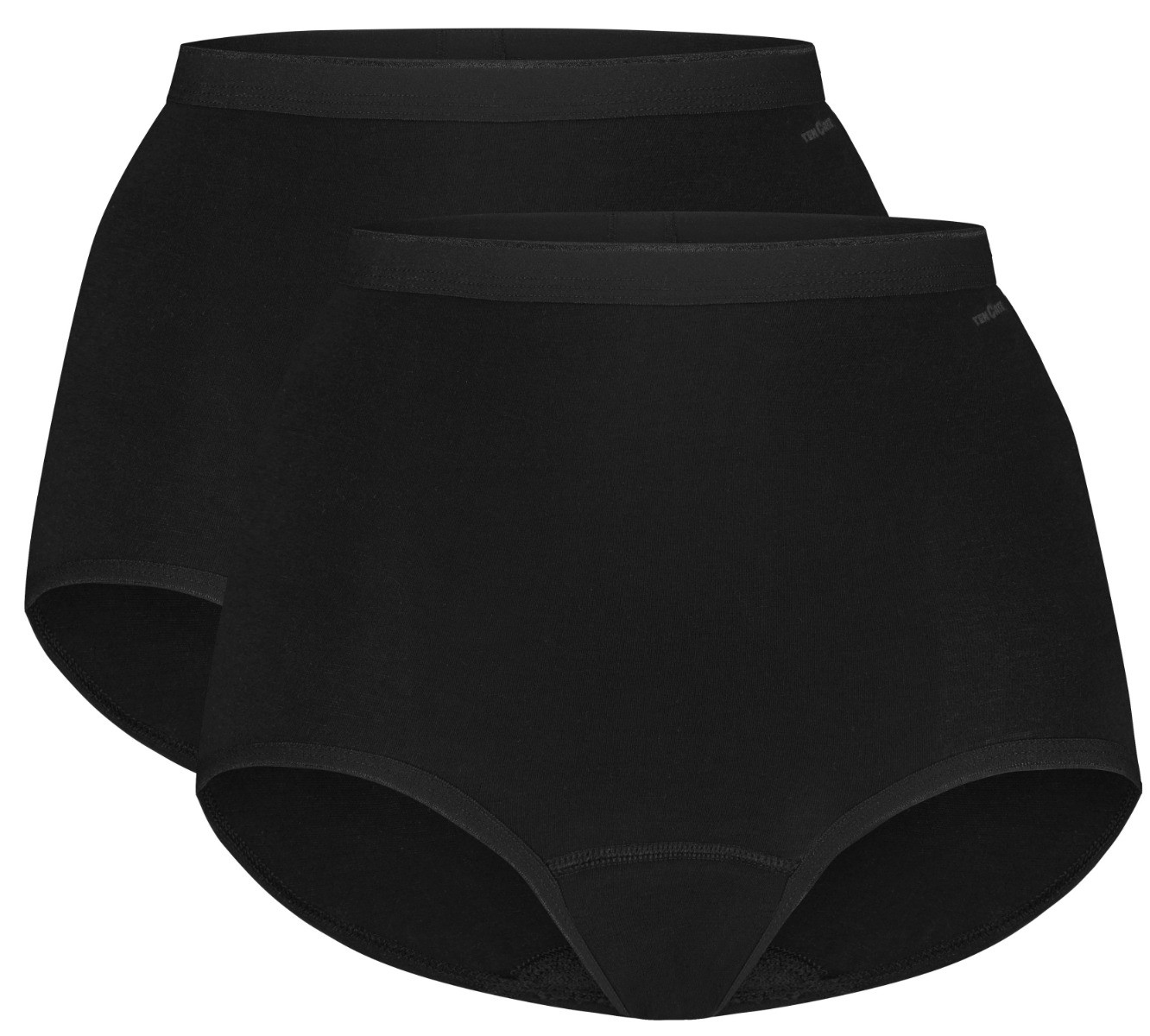 Basics Organic Cotton Stretch Dames High Waist 2-Pack Zwart