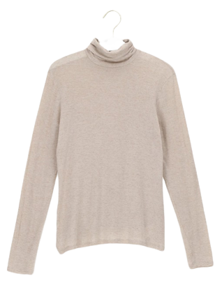 Dames Perfect Line Cashmere Turtle Neck Long Sleeve Beige