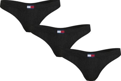 Dames Heritage Essentials Classic Thong 3-Pack Zwart