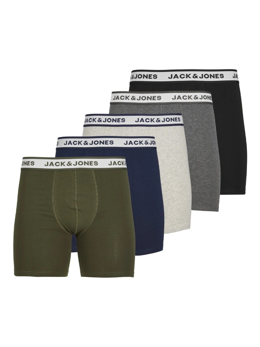 Heren Jacsolid Boxer 5 Pack Light Grey Melange