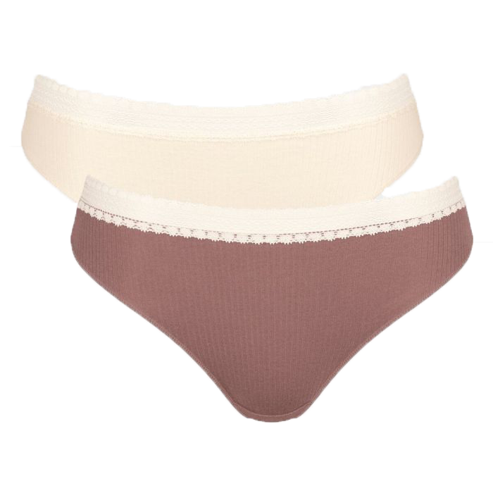 Go Ribbed Dames Tai 2-Pack Bruin/Ivoor