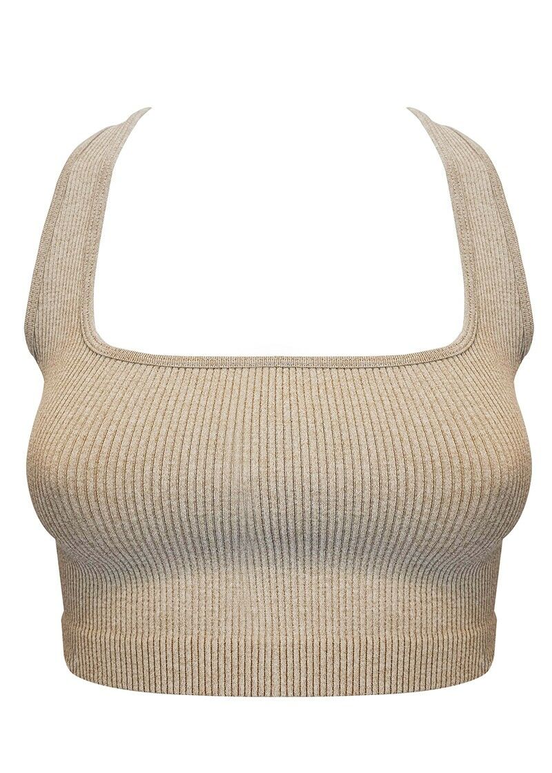 Dames Crop Tanktop Beige