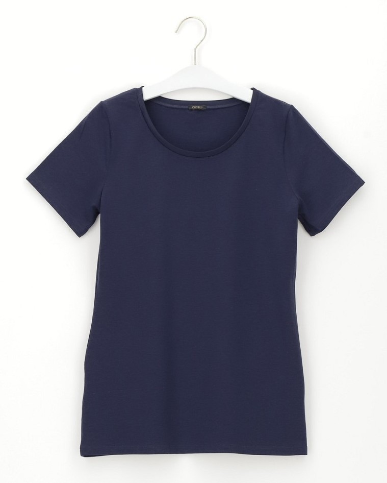 Dames Perfect Line Cotton - T-Shirt Short Sleeve Blue