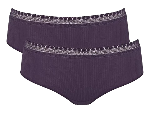 Dames Go Ribbed 2-Pack Hipster Blueberry