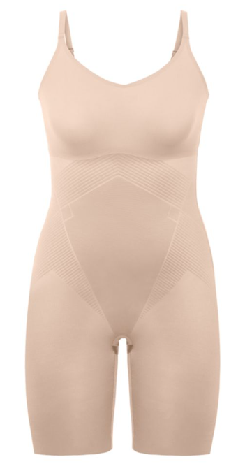Dames Thinstincts 2.0 - Closed-Bust Mid-Thigh Bodysuit Champagne Beige