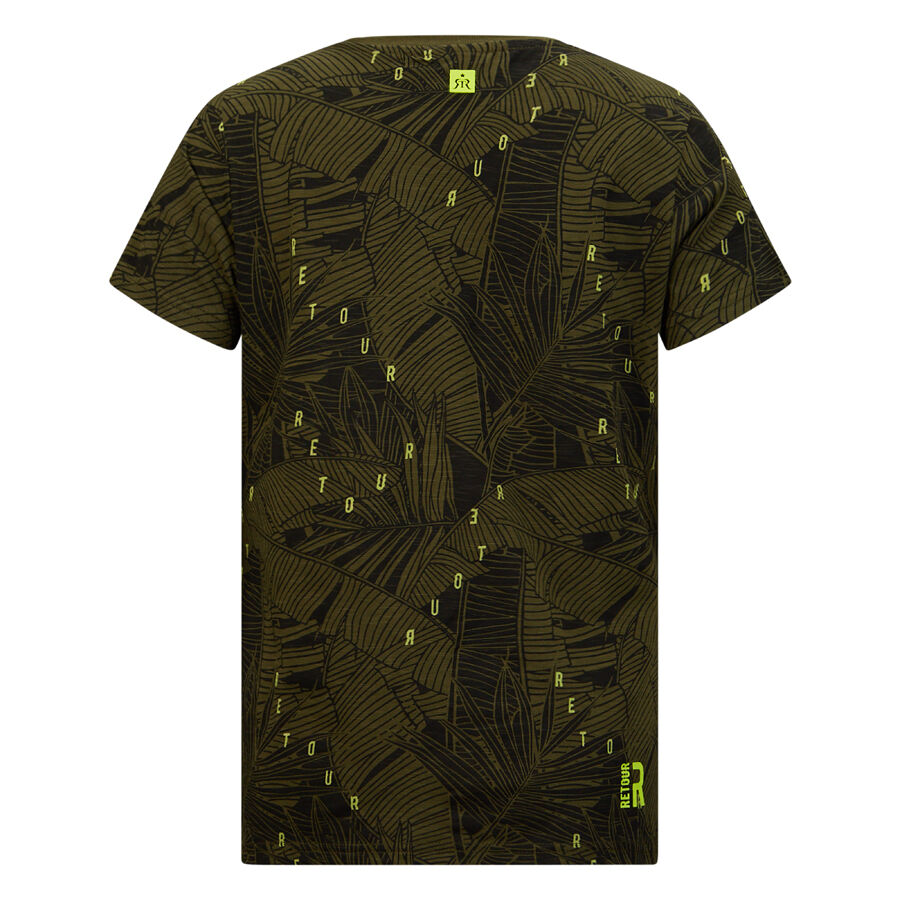 Boys T-shirt Jimmo Donkergroen/Neon Groen
