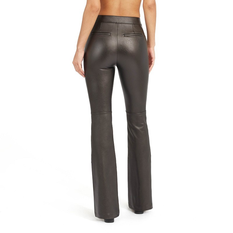 Dames Leather-Like Flare Pants Luxe Black