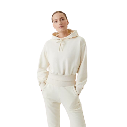 Dames Crop Hoodie Crème