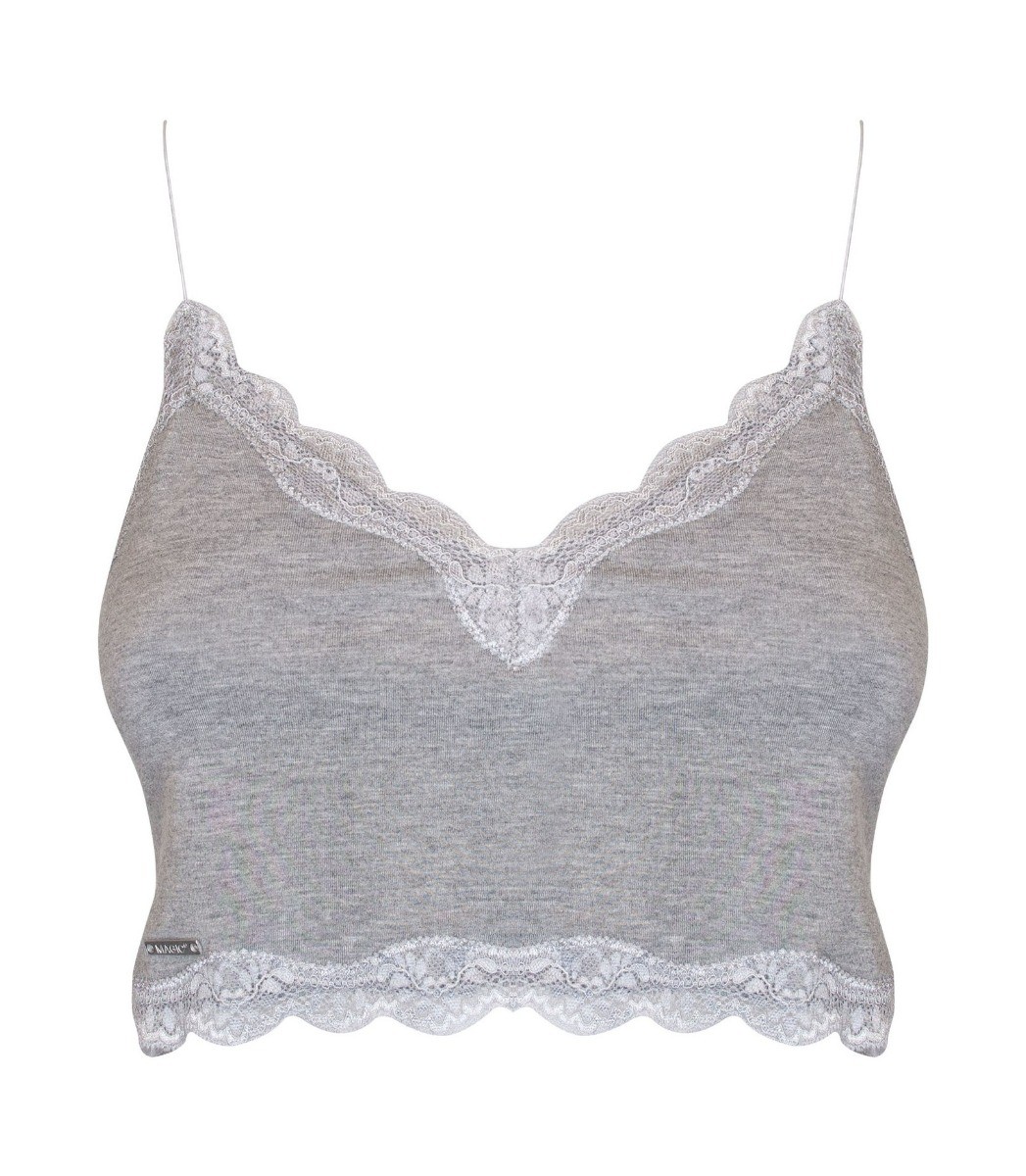 Dames Cozy Crop Top Heather Grey