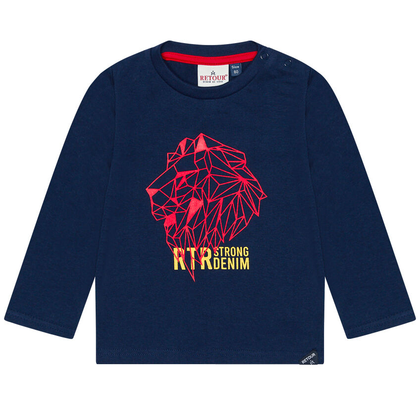 Baby Boys Long Sleeve Shirt Mark Donkerblauw/Rood