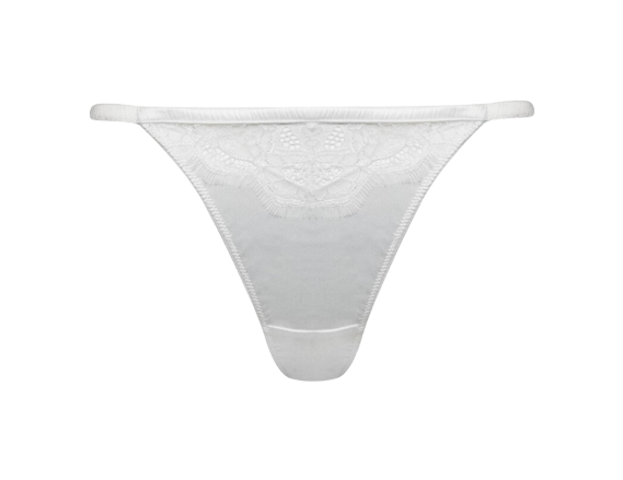 Dames Satin Lace Thong ivoor