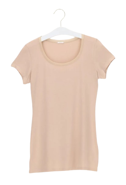 Dames Perfect Line Modal - T-Shirt Round Short Sleeve Powder