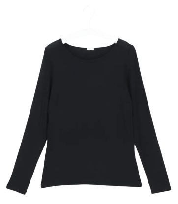 Dames Perfect Line Cashmere T-Shirt Long Sleeve Black
