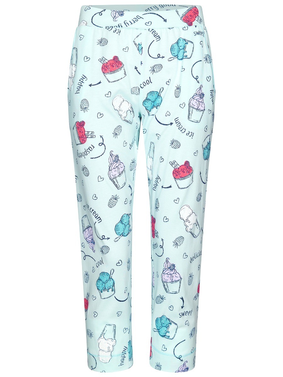 Dames Pyjama Capri Pants Turquoise
