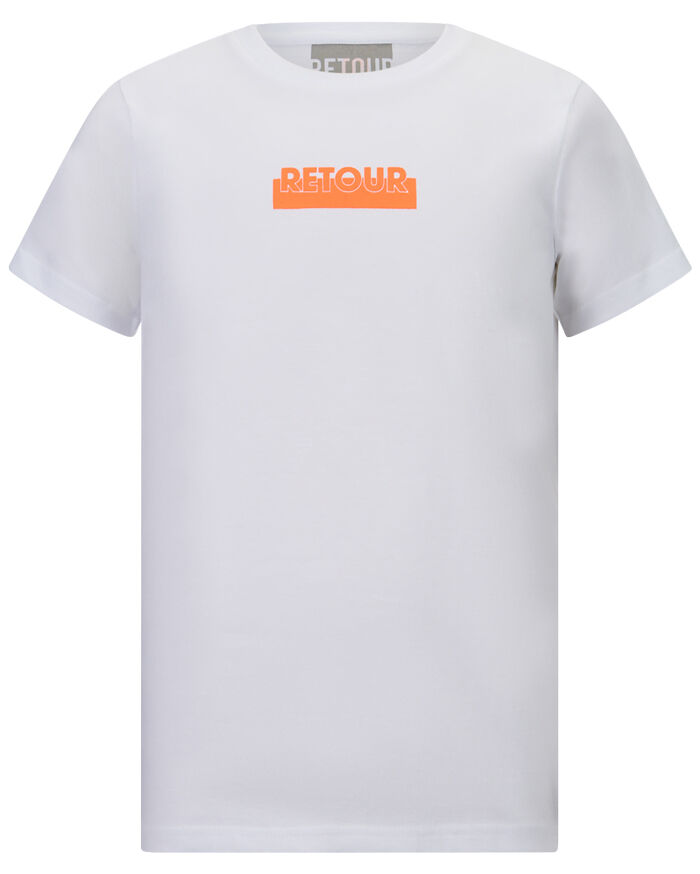 Boys T-shirt Chiel Wit/Neon Oranje