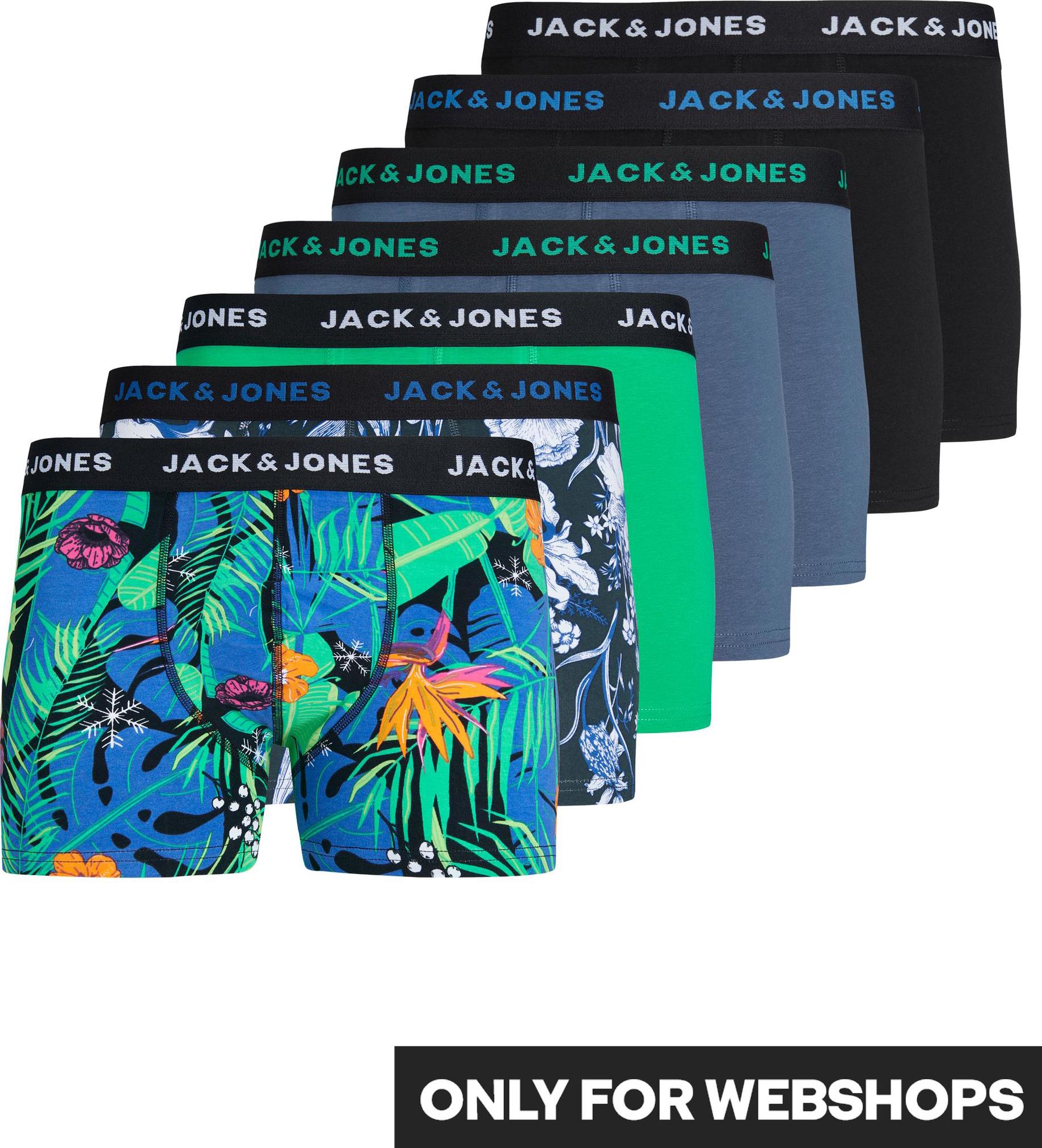 Heren Jacflower Mix Trunks 7 Pack Zwart