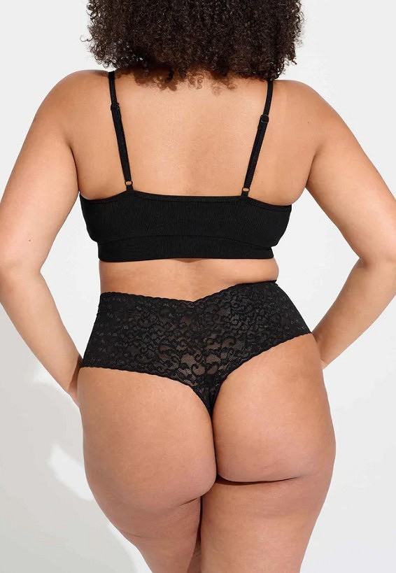 Dames High Waist Thong Liquorice Therapy