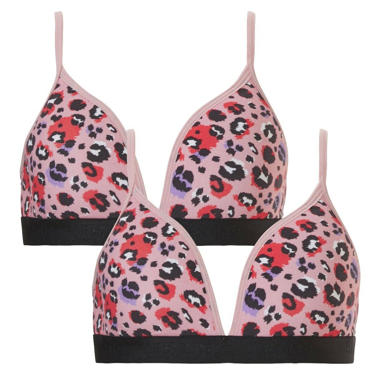 Basics Organic Cotton Stretch Meisjes Voorgevormde Bh 2-Pack Leopard Pink