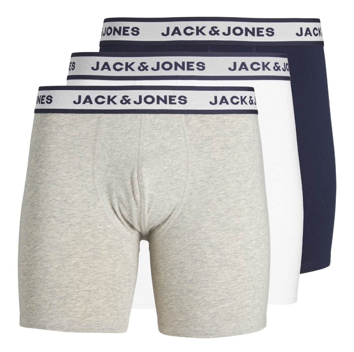 Heren Jacsolid Boxer Briefs 3 Pack Light Grey Melange