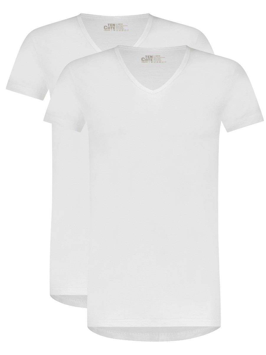 Basics Organic Cotton Stretch Heren T-Shirt V-neck 2-Pack Wit