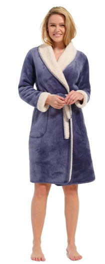 Dames Badjas Fleece Donkerblauw