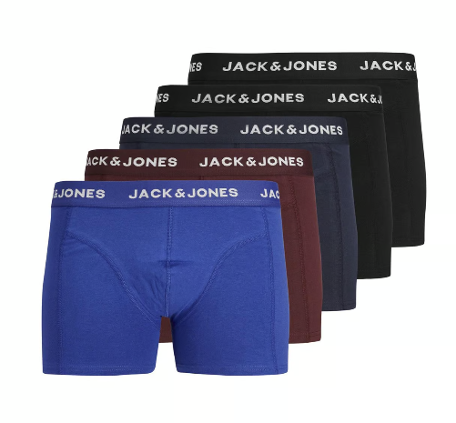 Heren Jacblack Friday Trunks 5-Pack Zwart/Blauw/Rood
