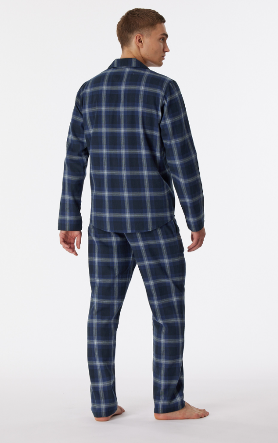 Heren Pyjama Geruit Nachtblauw
