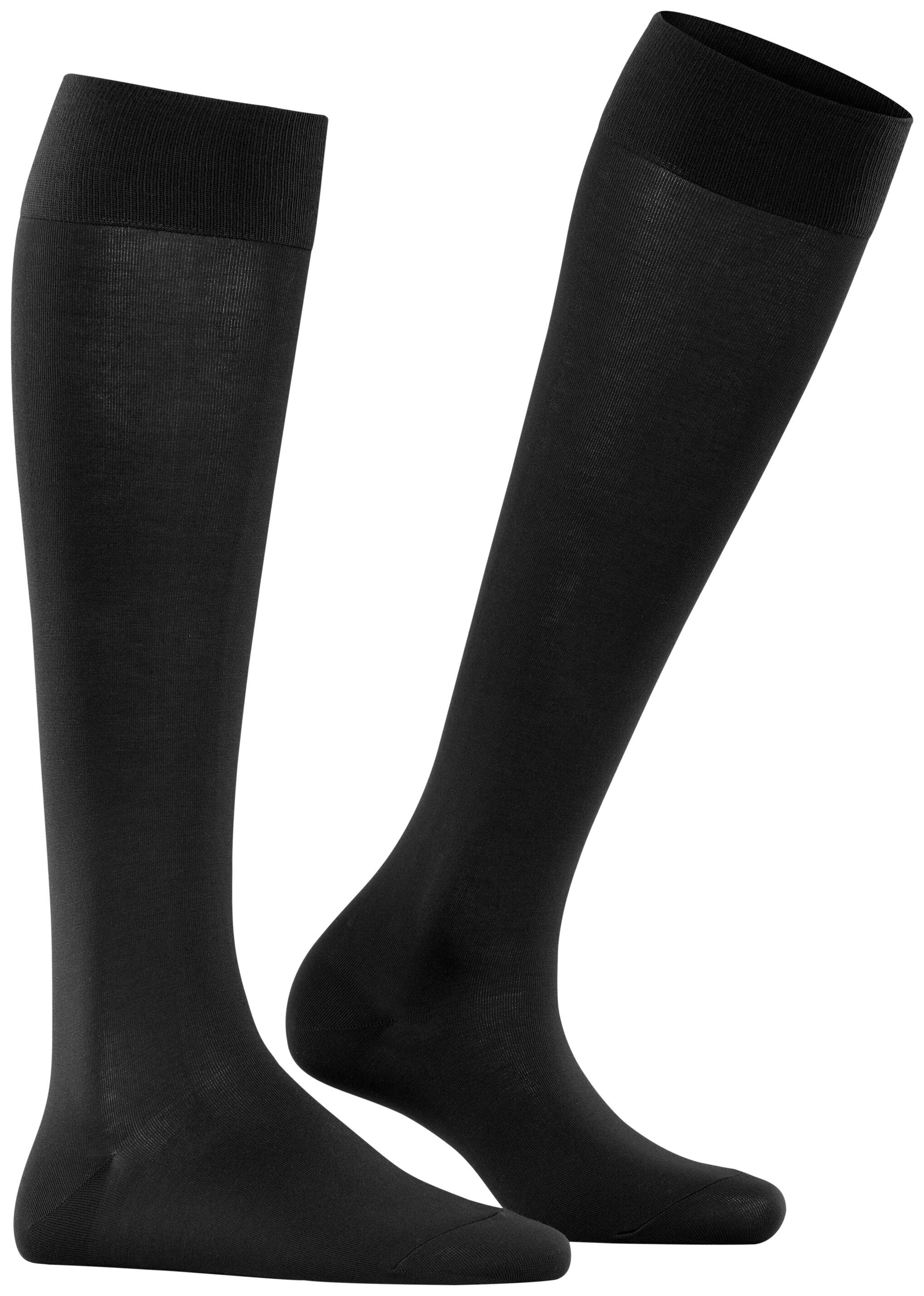 FALKE Dames Cotton Touch Kniekousen Zwart