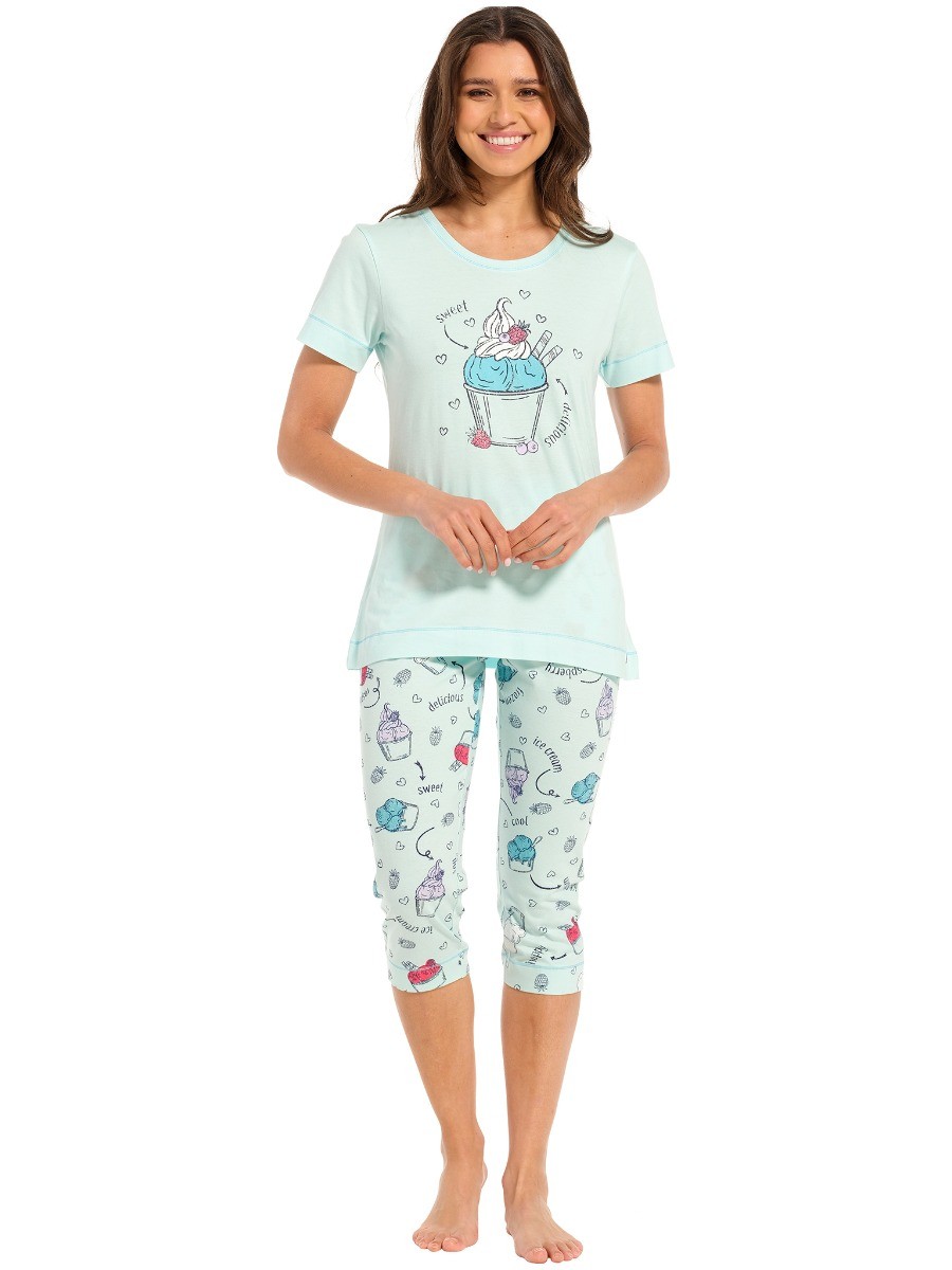 Dames Pyjama Capri Pants Turquoise