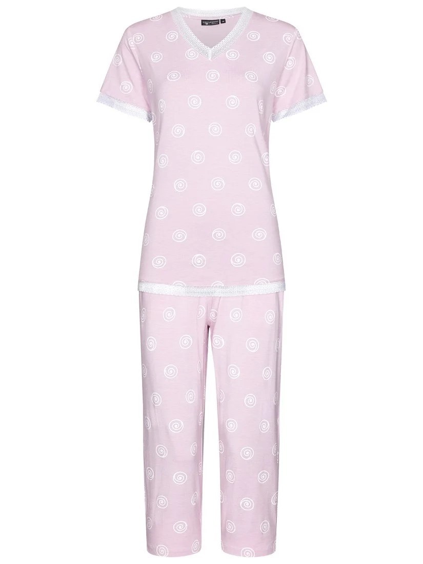 Dames Luxe Pyjama Capri Pants Roze