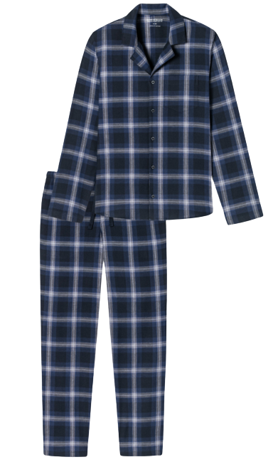 Heren Pyjama Geruit Nachtblauw